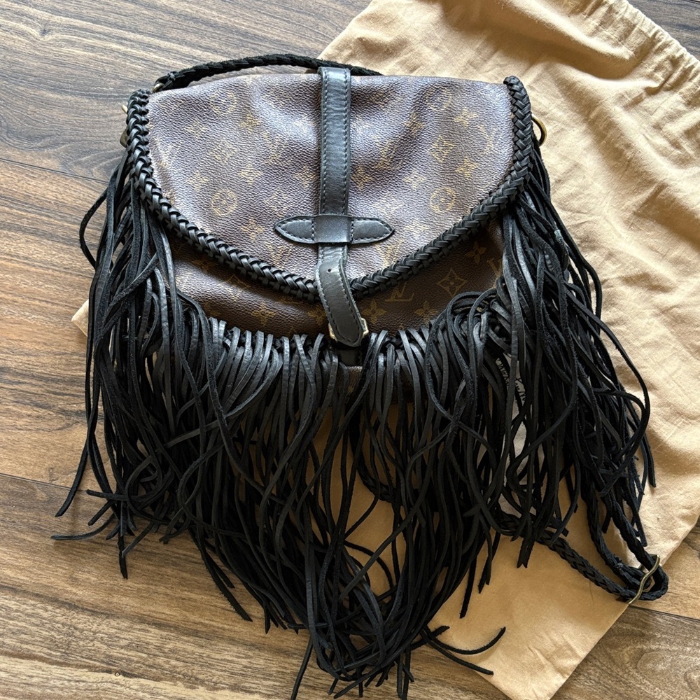 Louis Vuitton Brown Monogram Fringe Crossbody with Black Trim